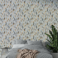 Metallic boho feathers wallpaper for modern decor

