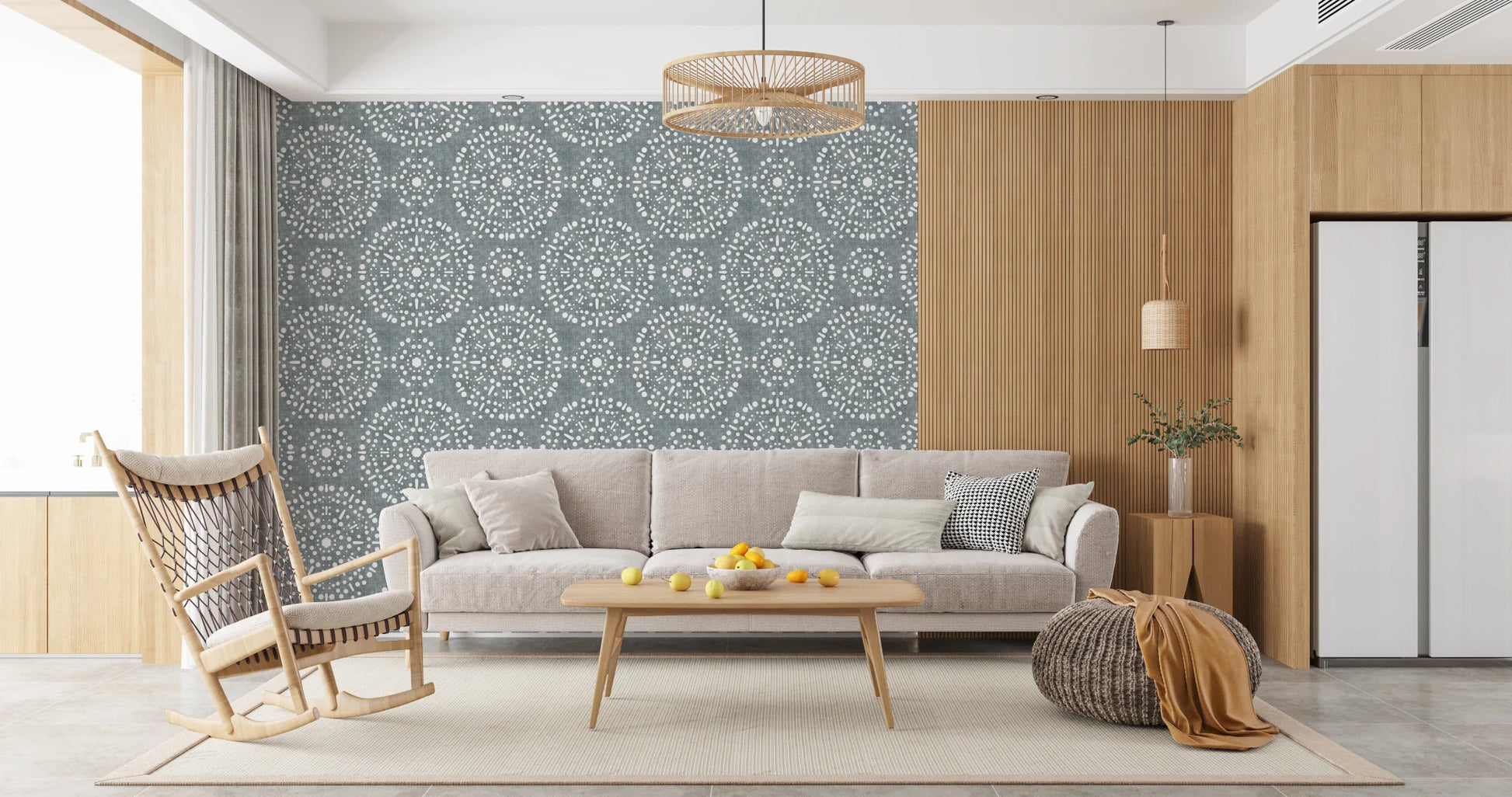 Boho Fireworks Grunge Calming Blue Wallpaper⁠