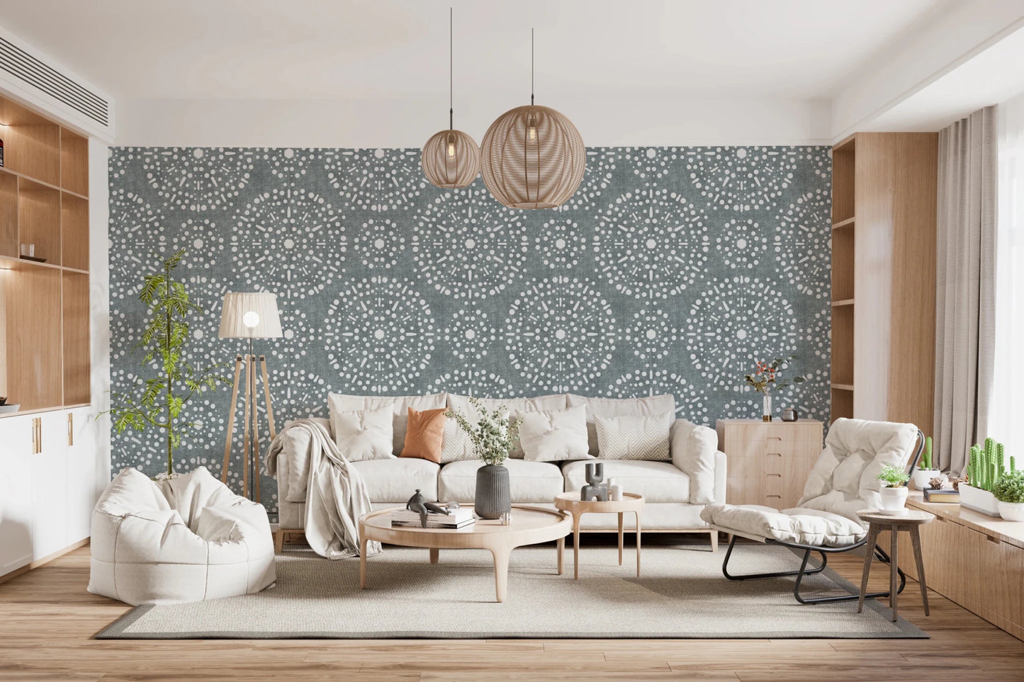 Boho Fireworks Grunge Calming Blue Wallpaper⁠