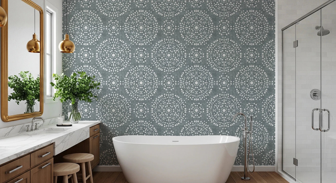 Boho Fireworks Grunge Calming Blue Wallpaper⁠