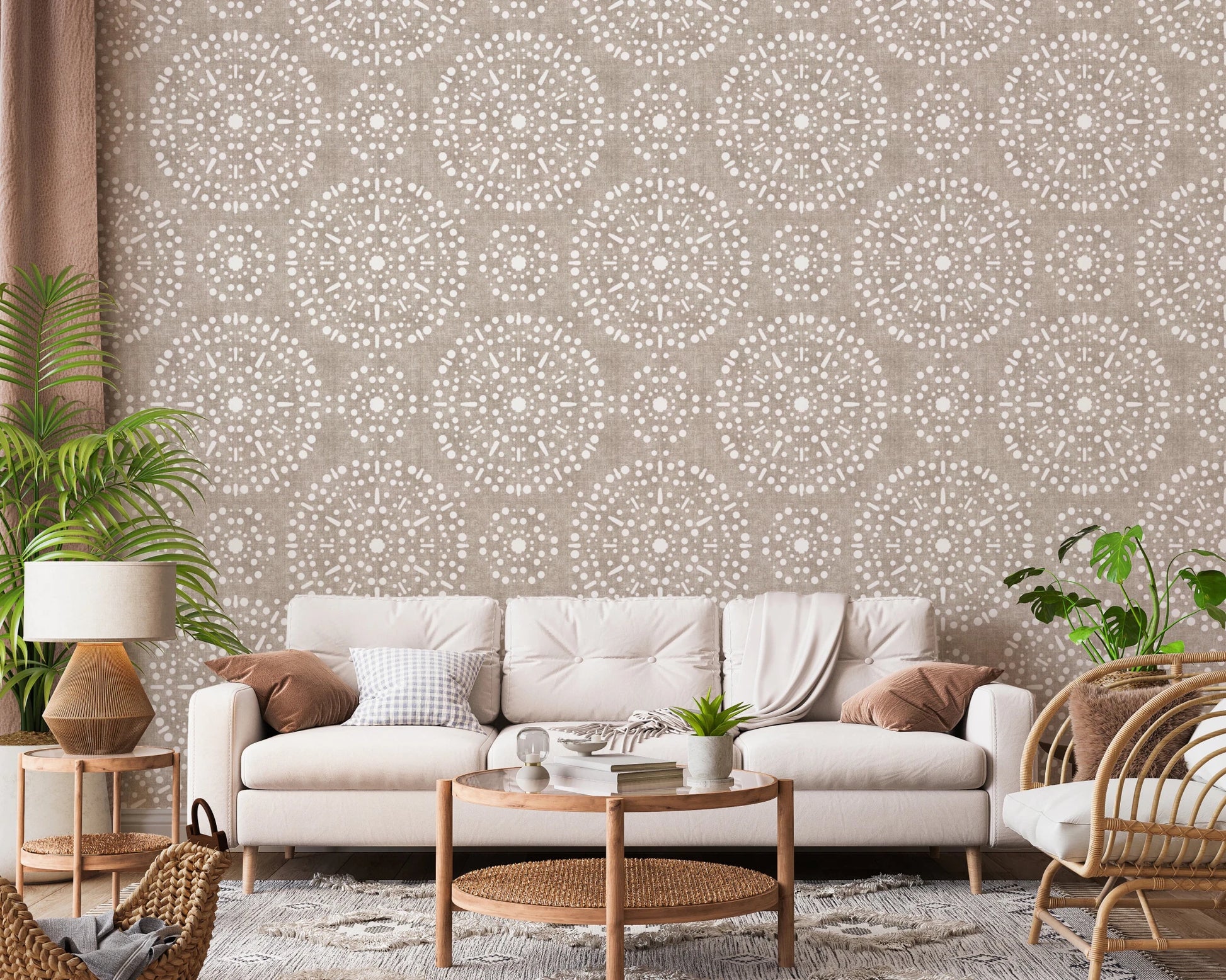 Boho Fireworks Grunge Earthy Beige Wallpaper⁠