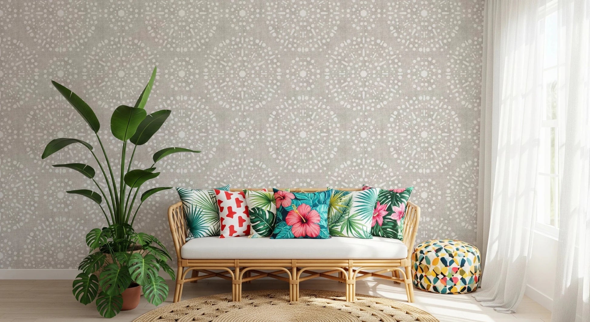 Boho Fireworks Grunge Neutral Wallpaper⁠