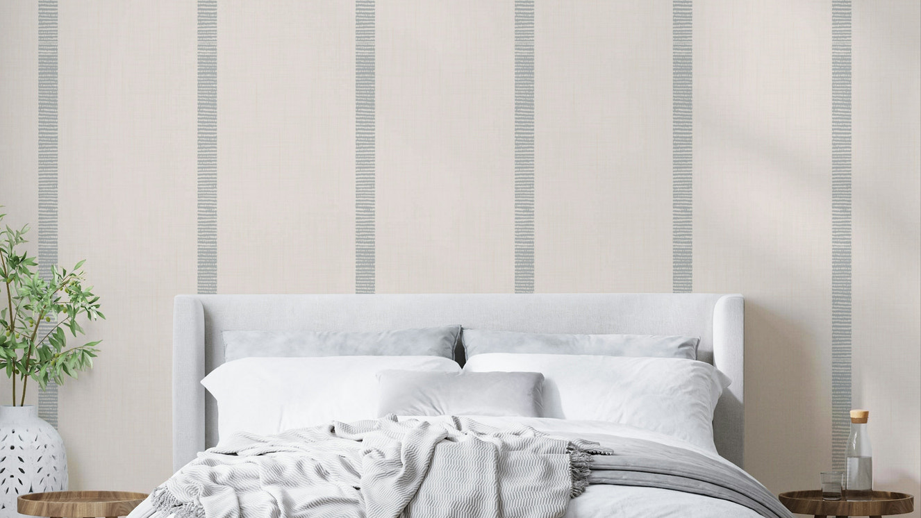 Boho golden harmony stripes on beige soft grey wallpaper


