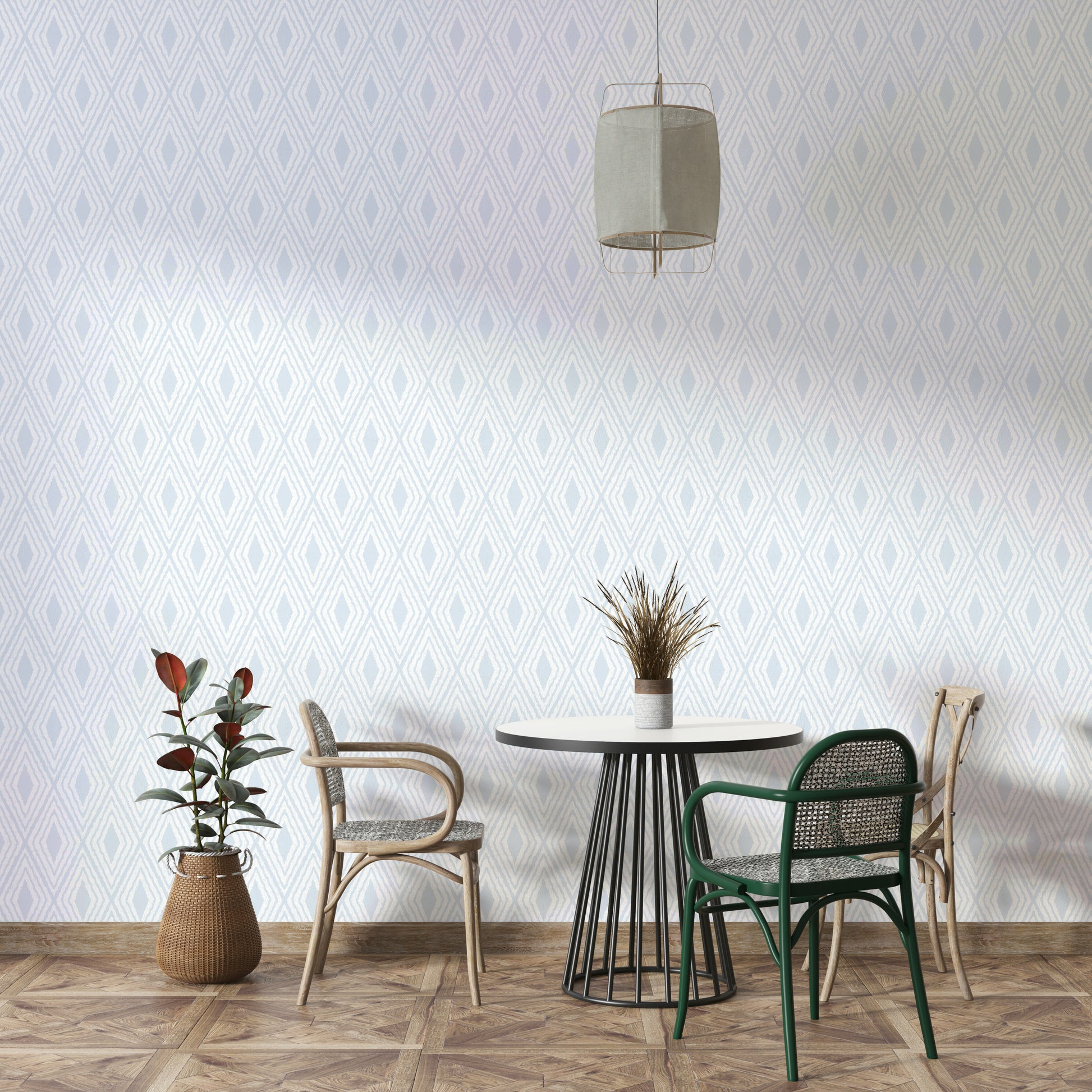 Muted geometric boho wallpaper design

