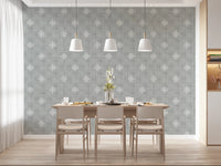 Boho Minimal Ornament Grunge Grey Clouds Wallpaper⁠