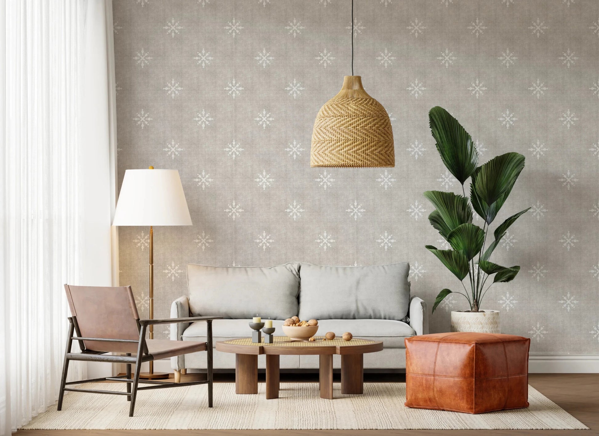 Boho Minimal Ornament Grunge Neutral Wallpaper⁠