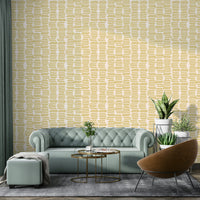 Warm yellow wallpaper with artistic line design


