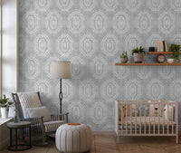 Boho Octagons Crochet Grunge Grey Clouds Wallpaper⁠