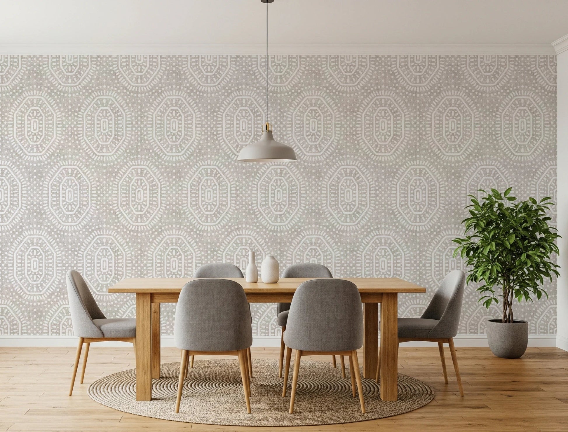 Boho Octagons Crochet Grunge Neutral Wallpaper⁠