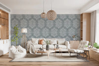 Boho Painted Grunge Calming Blue Wallpaper⁠
