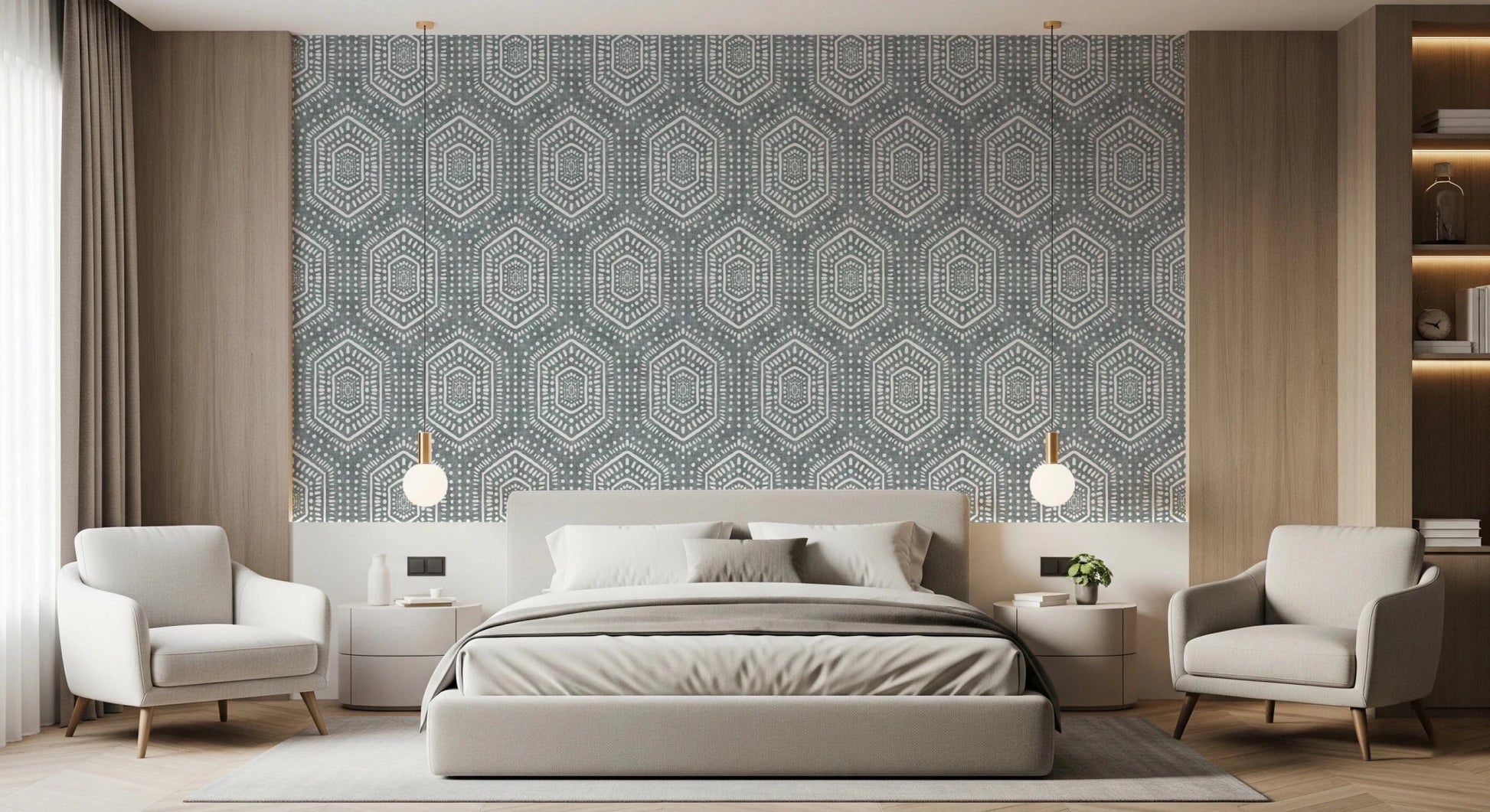 Boho Painted Grunge Calming Blue Wallpaper⁠