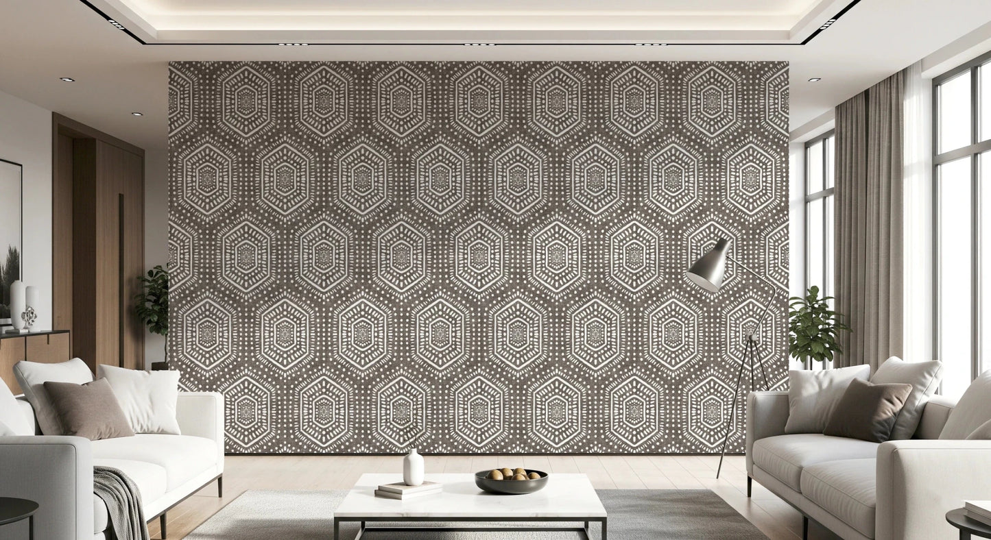 Boho Painted Grunge Dark Bark Wallpaper⁠