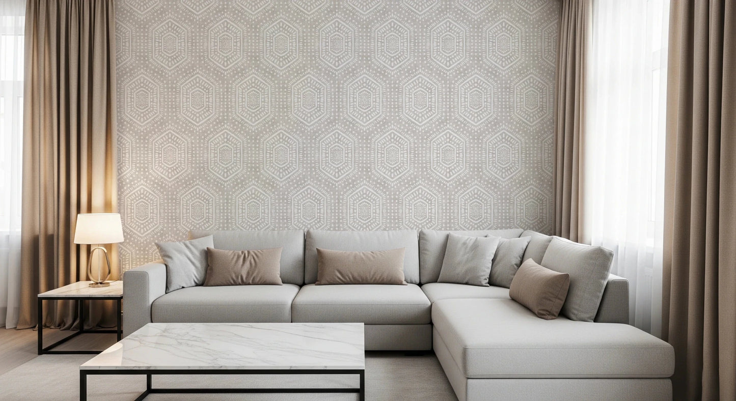 Boho Painted Grunge Neutral Wallpaper⁠