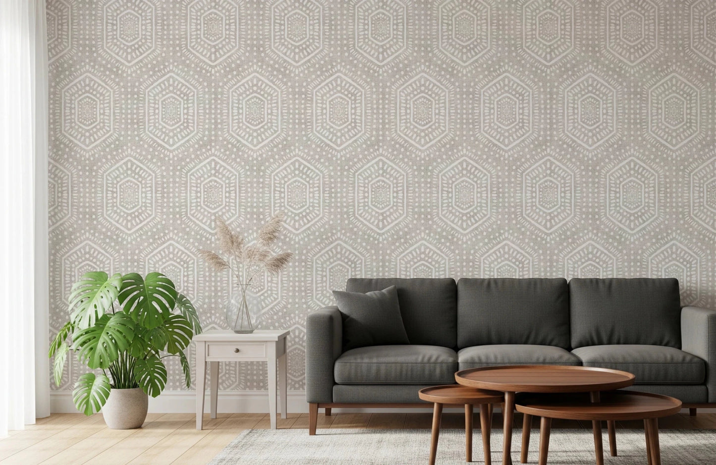 Boho Painted Grunge Neutral Wallpaper⁠