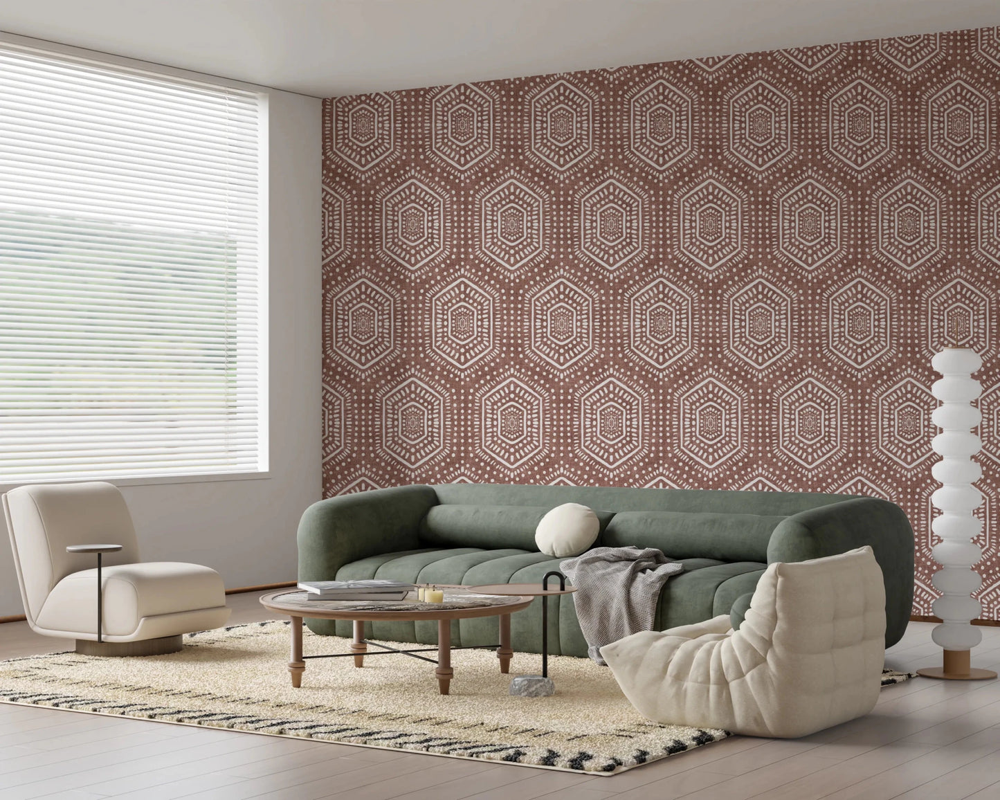 Boho Painted Grunge Terracotta Red Wallpaper⁠