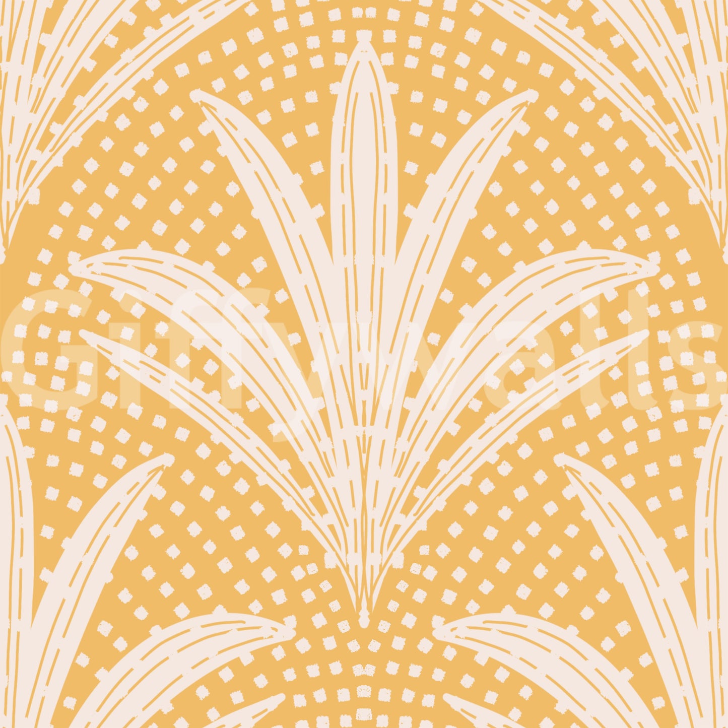 Boho Rustic Palm Radiance Golden Ochre Wallpaper⁠