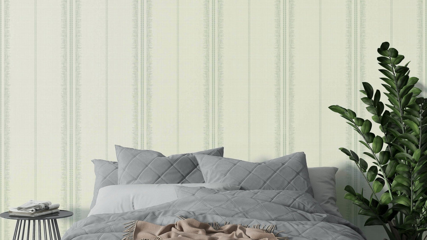 Boho Stripes Linen-Sea Green wallpaper for calming decor

