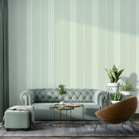 Tranquil sea green wallpaper with stripes for serene spaces

