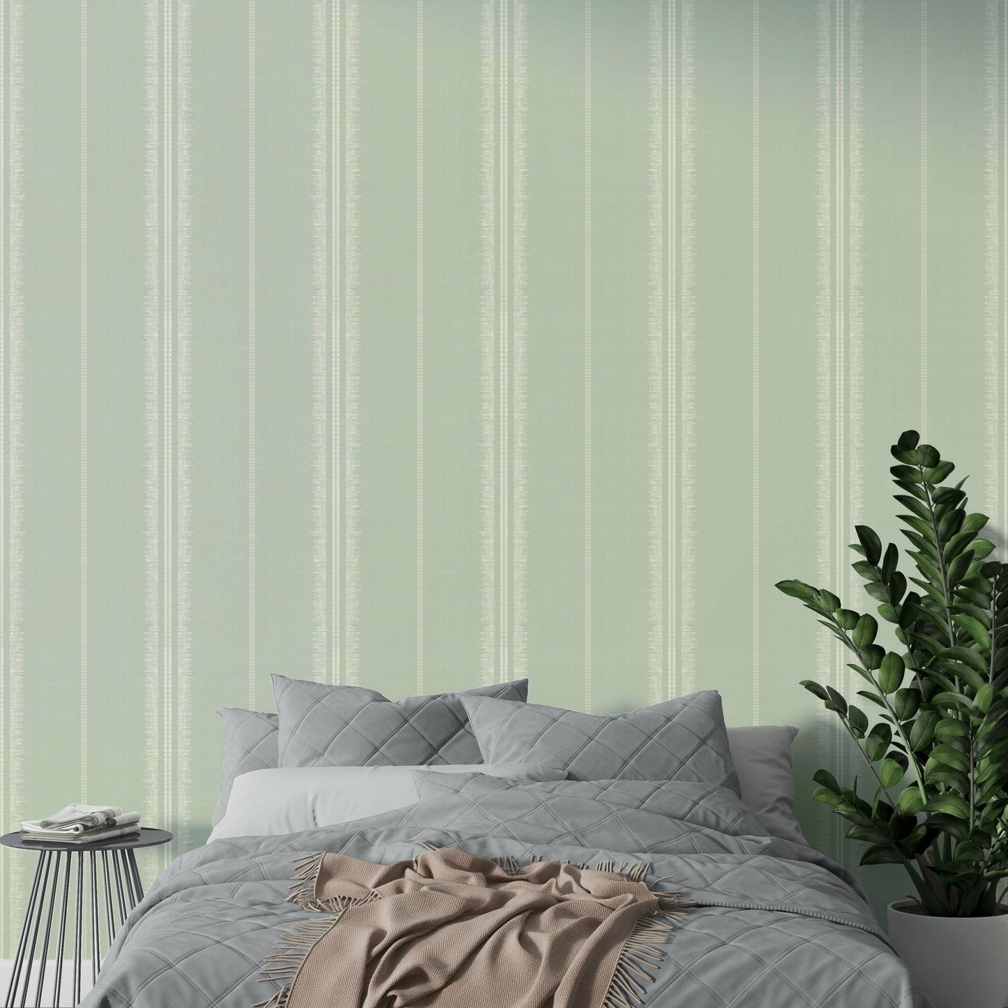 Elegant Boho Stripes Sea Green wallpaper for natural home design

