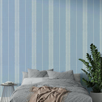Elegant bohemian pattern with sky blue stripes

