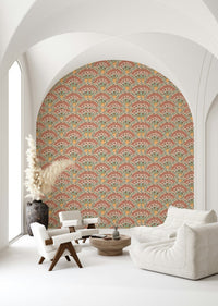 Illustrated sunburst flower pattern with a warm, free-spirited boho vibe.