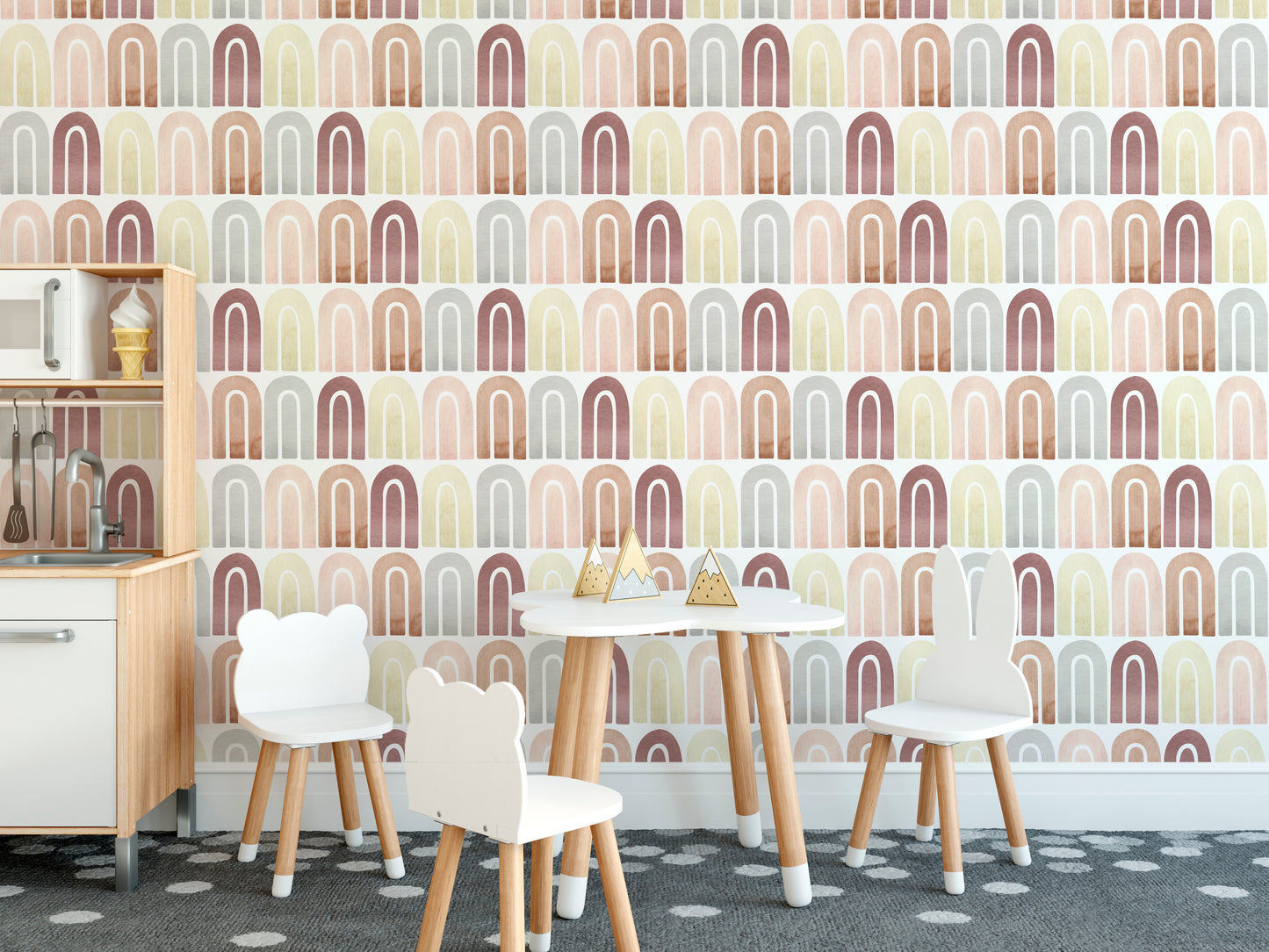 Boho watercolor peel-and-stick wallpaper