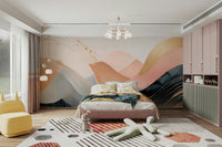 Soft boho curves in children’s wall mural design

