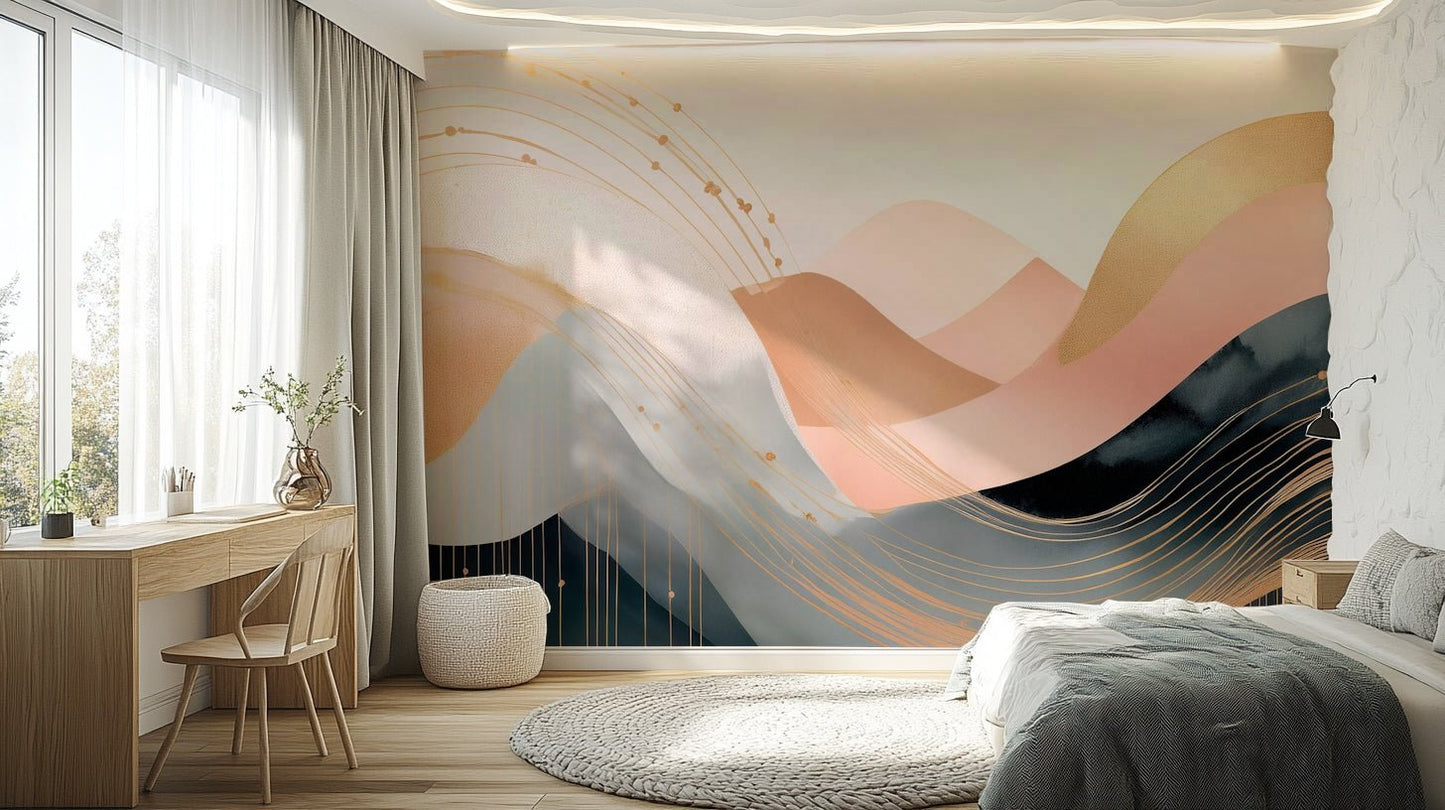 Boho-inspired wave mural for nursery or playroom

