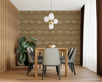 The room's lighting highlights the serene, quiet feel of the mural.

