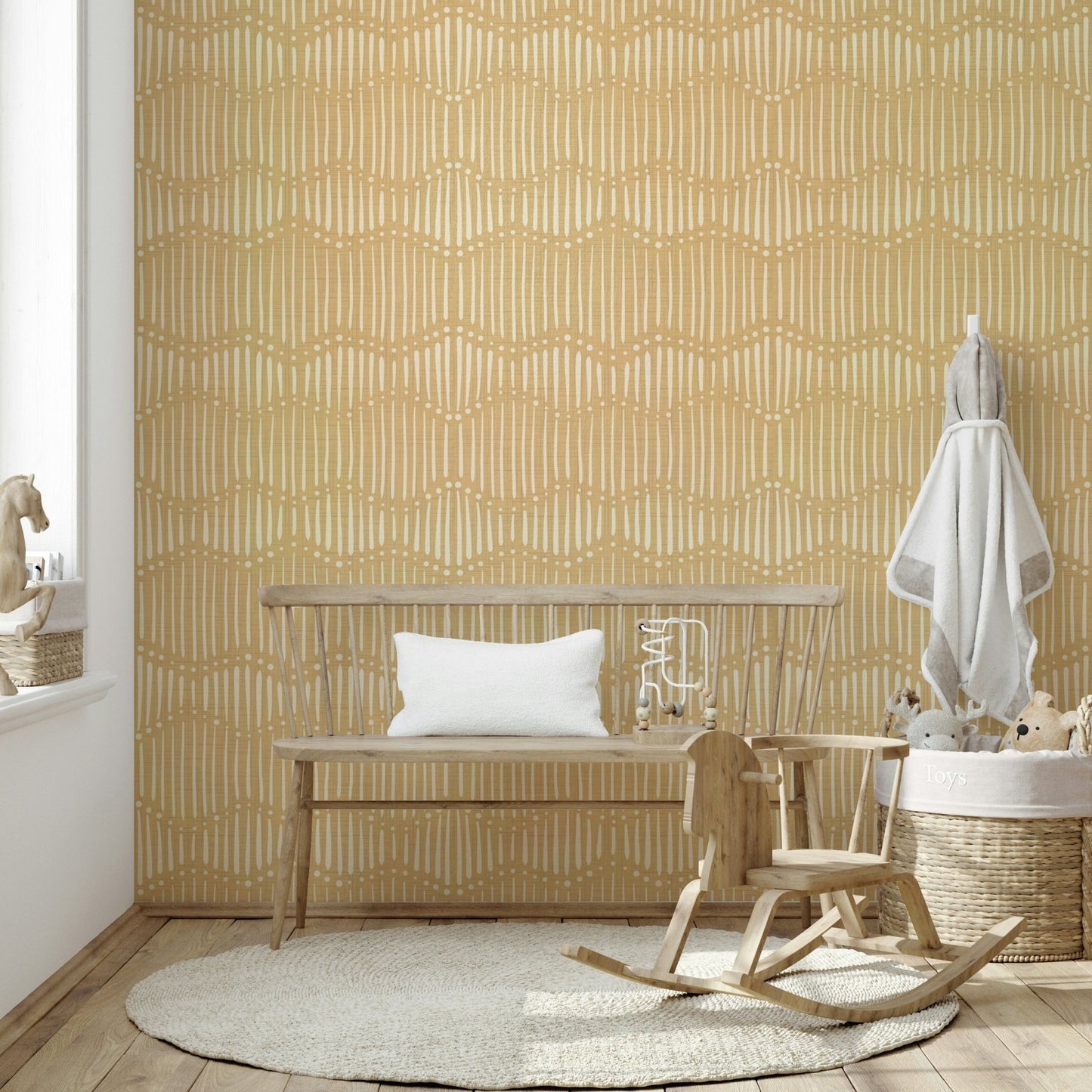 A close-up view shows the soft, blended details of the woven pattern.

