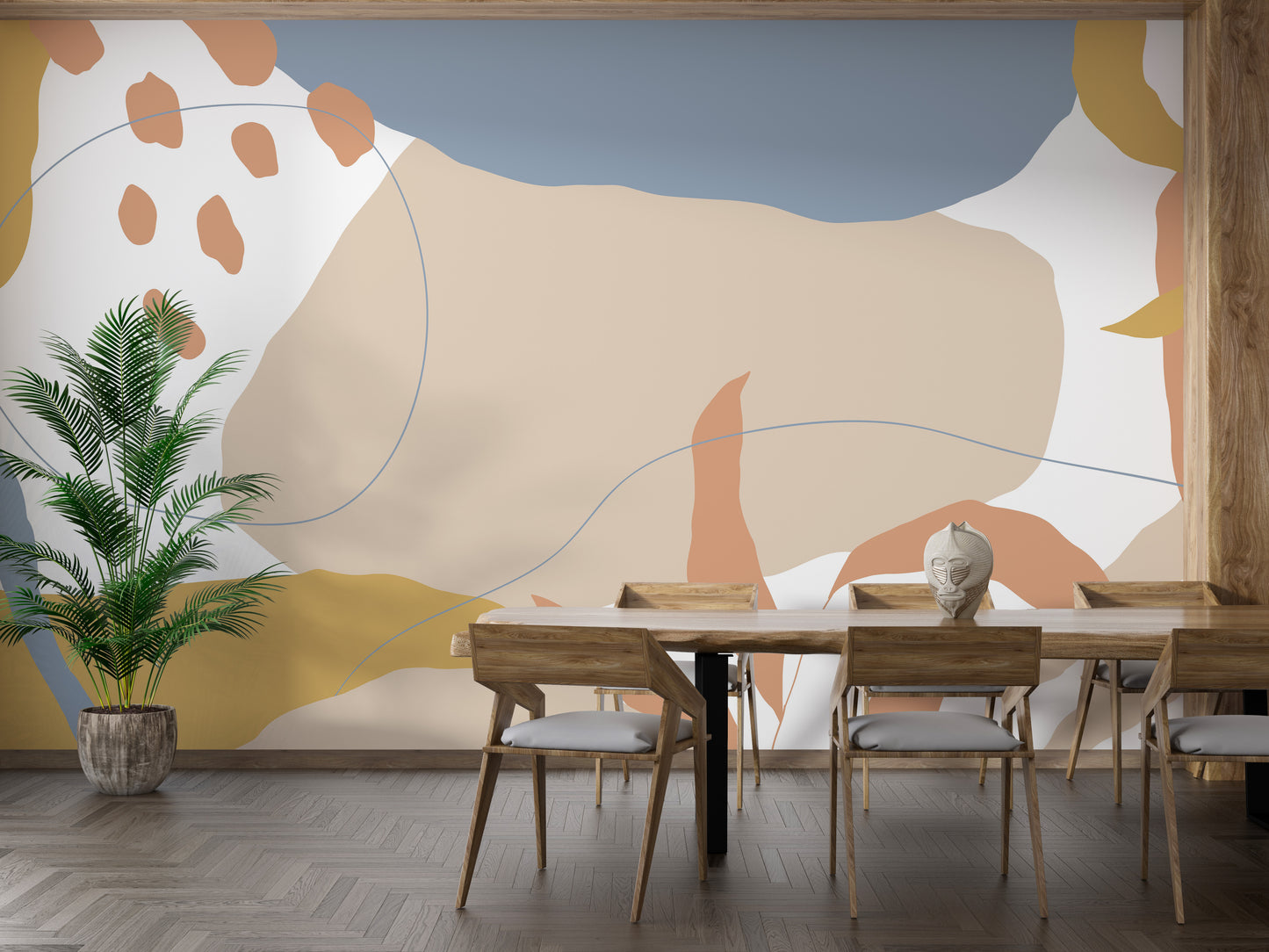 Modern abstract shape wall mural style
