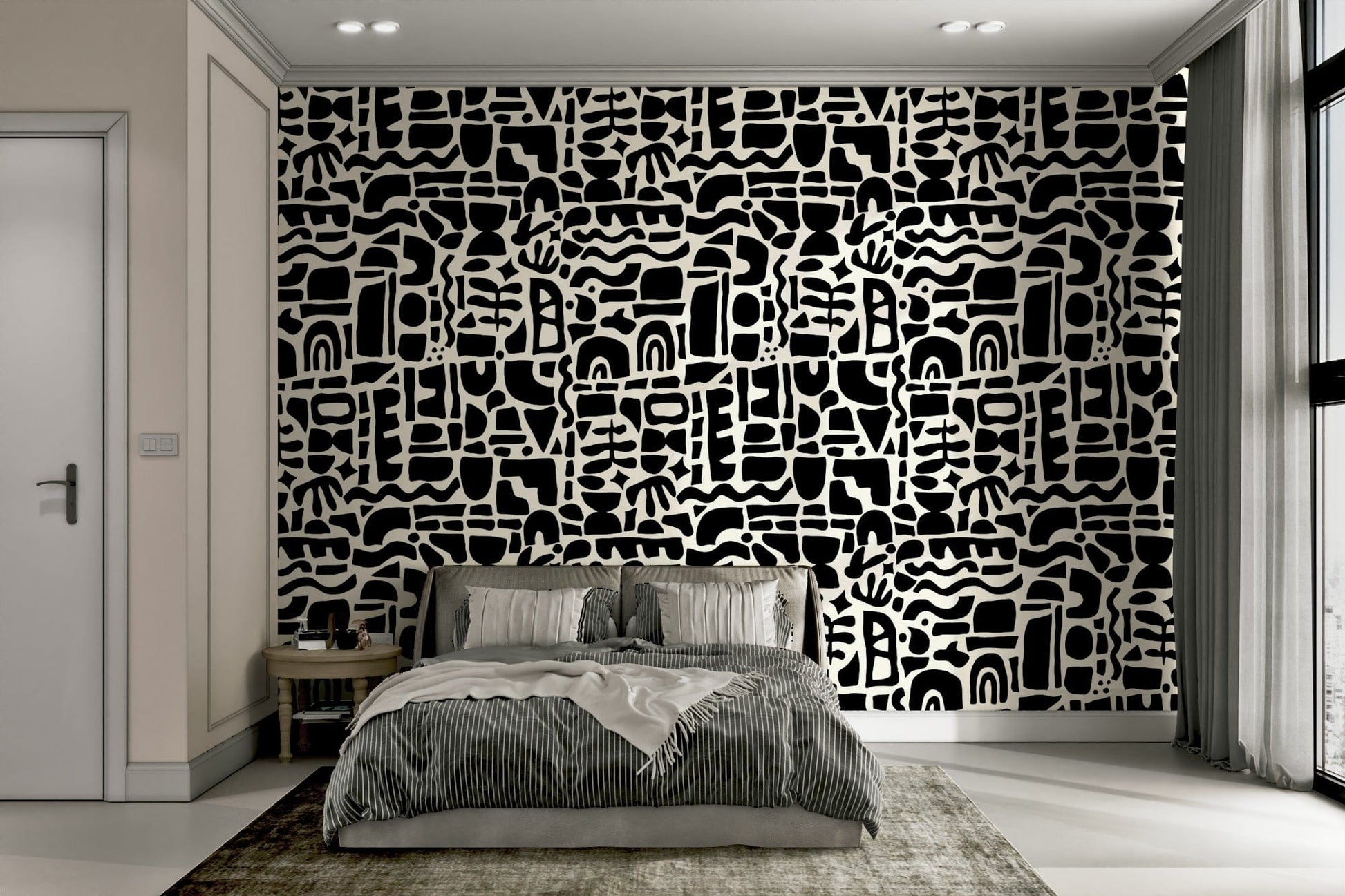 These colorful shapes are layered on top of one another.
