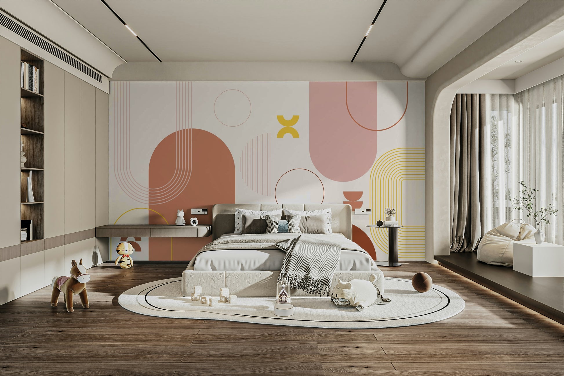 Contemporary Boho Bold Geometric Mural

