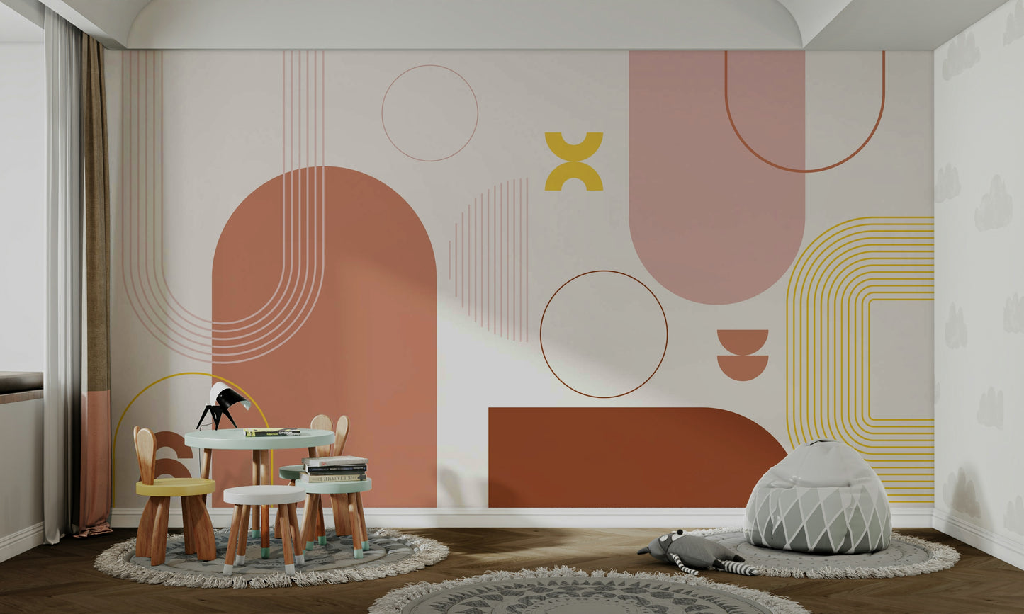 Abstract Boho Shapes Bold Wall Mural

