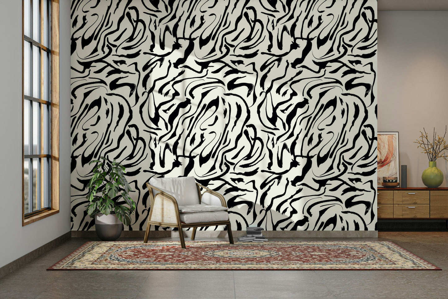 Painted Lines simple mural wallpaper

