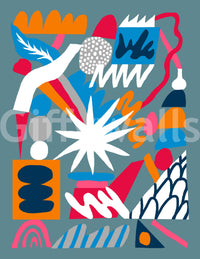 An artistic vibrant design mural for home decor.

