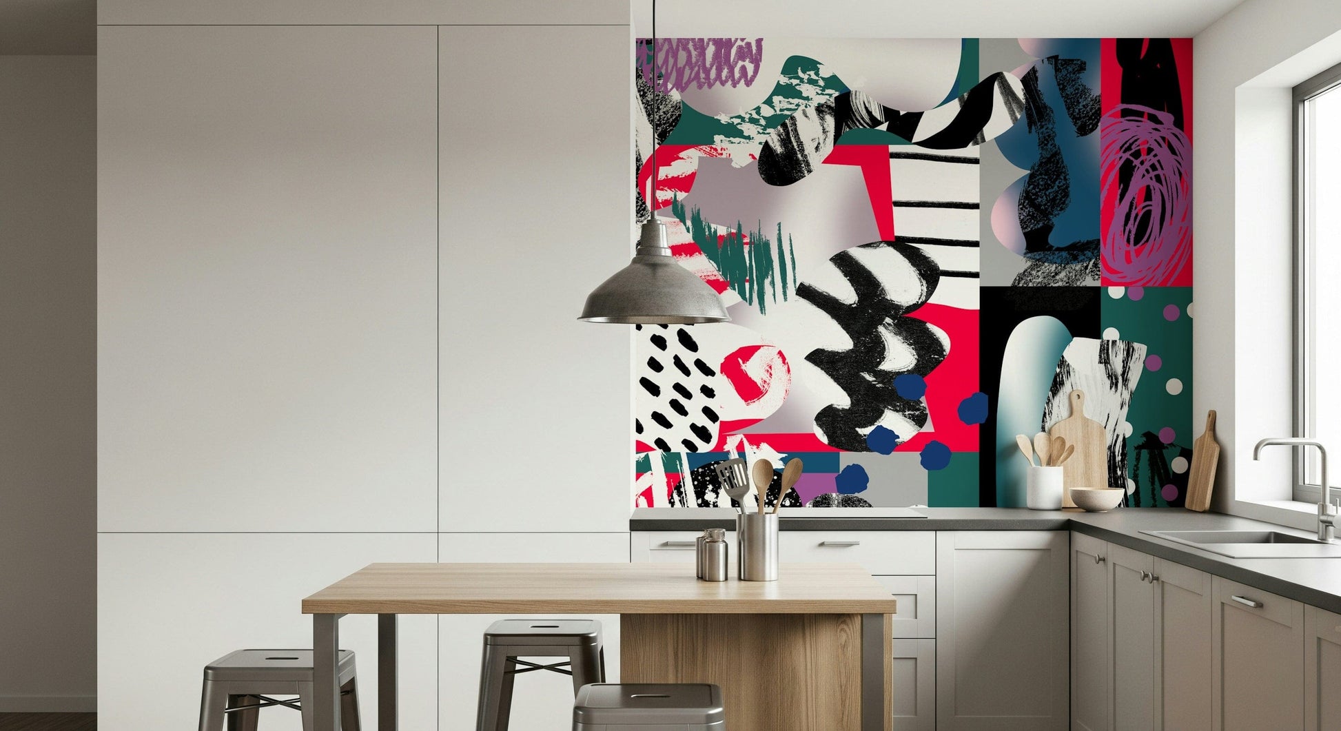 A contemplative dramatic design wallpaper mural for a feature wall.
