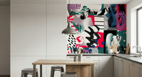 A contemplative dramatic design wallpaper mural for a feature wall.