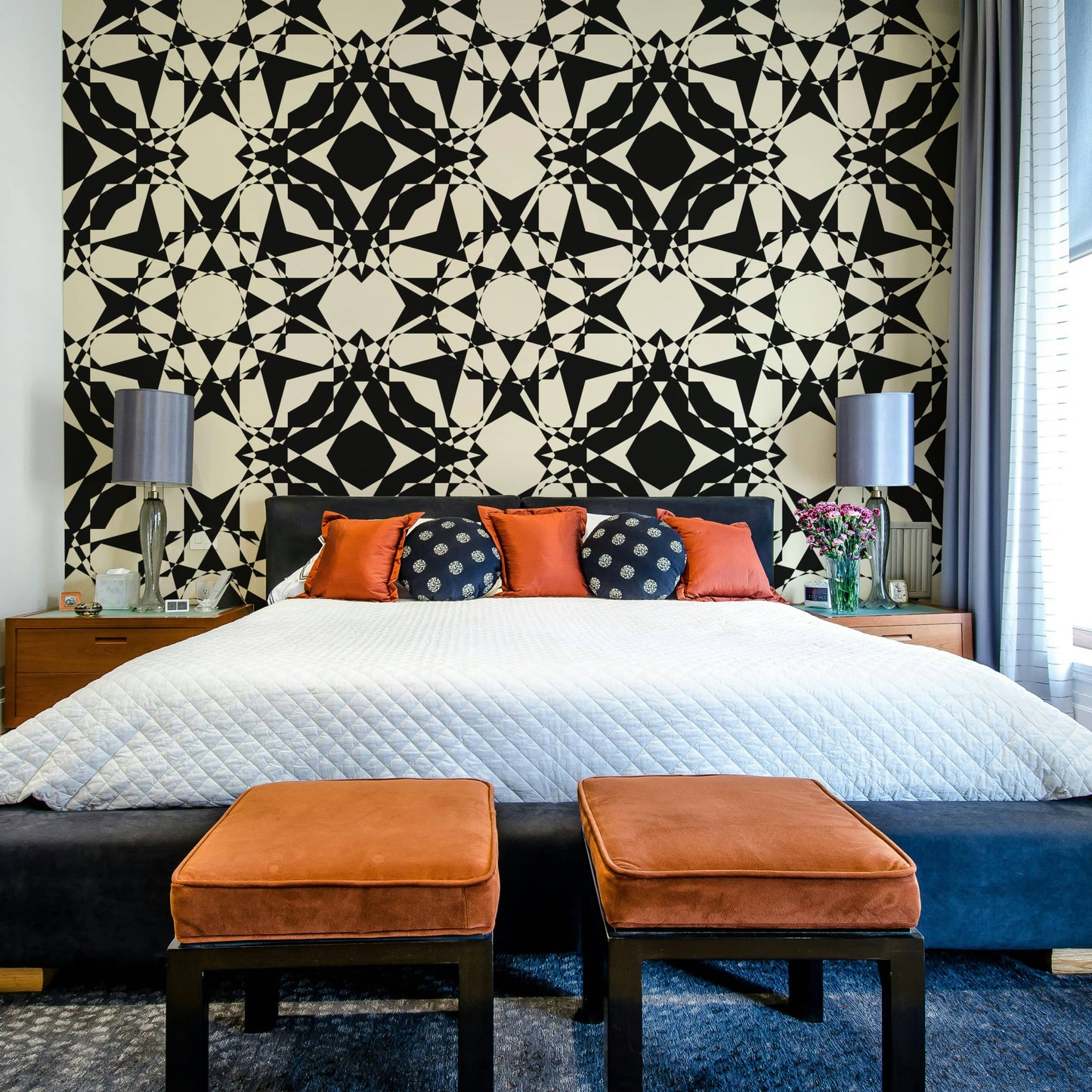 Kaleidoscope Wallpaper on a living room wall

