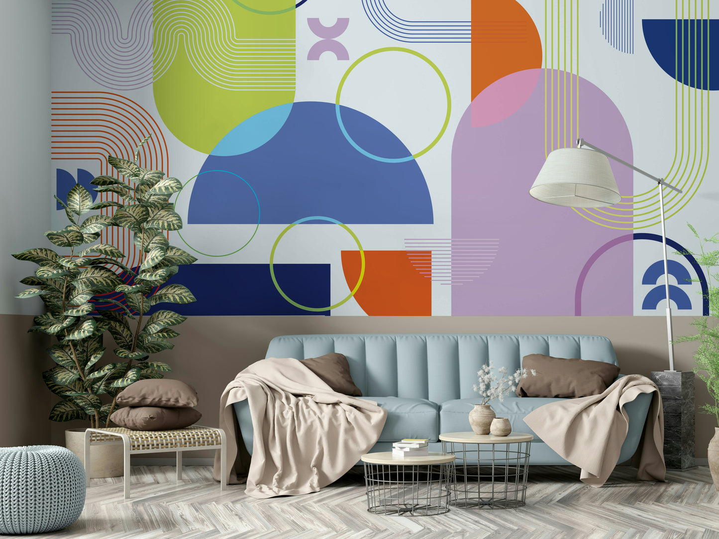 Bold Geometric Wallpaper for Accent Walls

