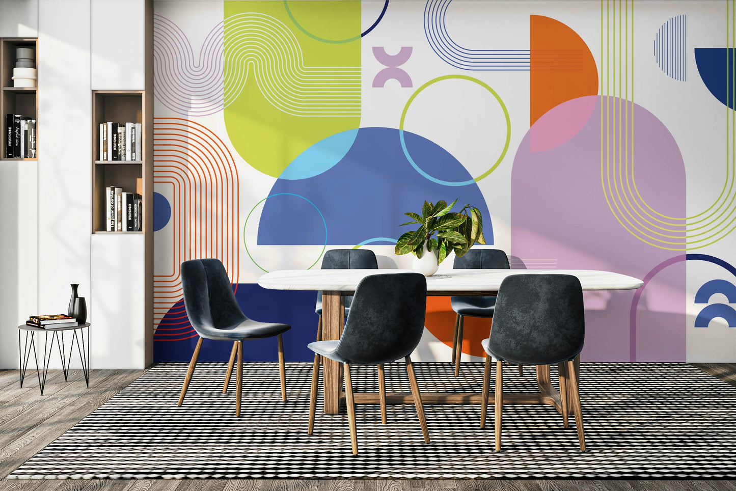 Bold Geometric Mural with Sharp Angles

