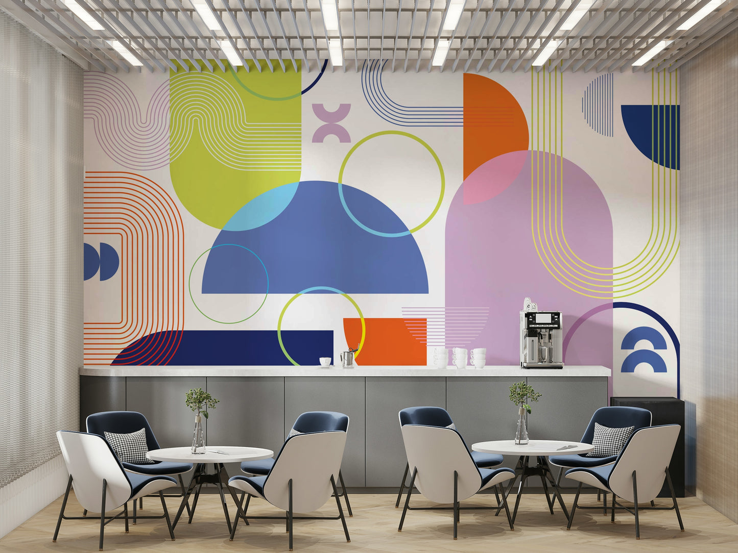 Modern Bold Geometric Wall Mural Design

