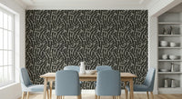 A graceful subtle line wall mural in cool, natural tones.

