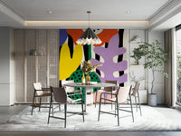 Bright, abstract blooms in a dynamic wall design

