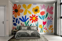 Abstract flower cut-out mural inspired by Matisse

