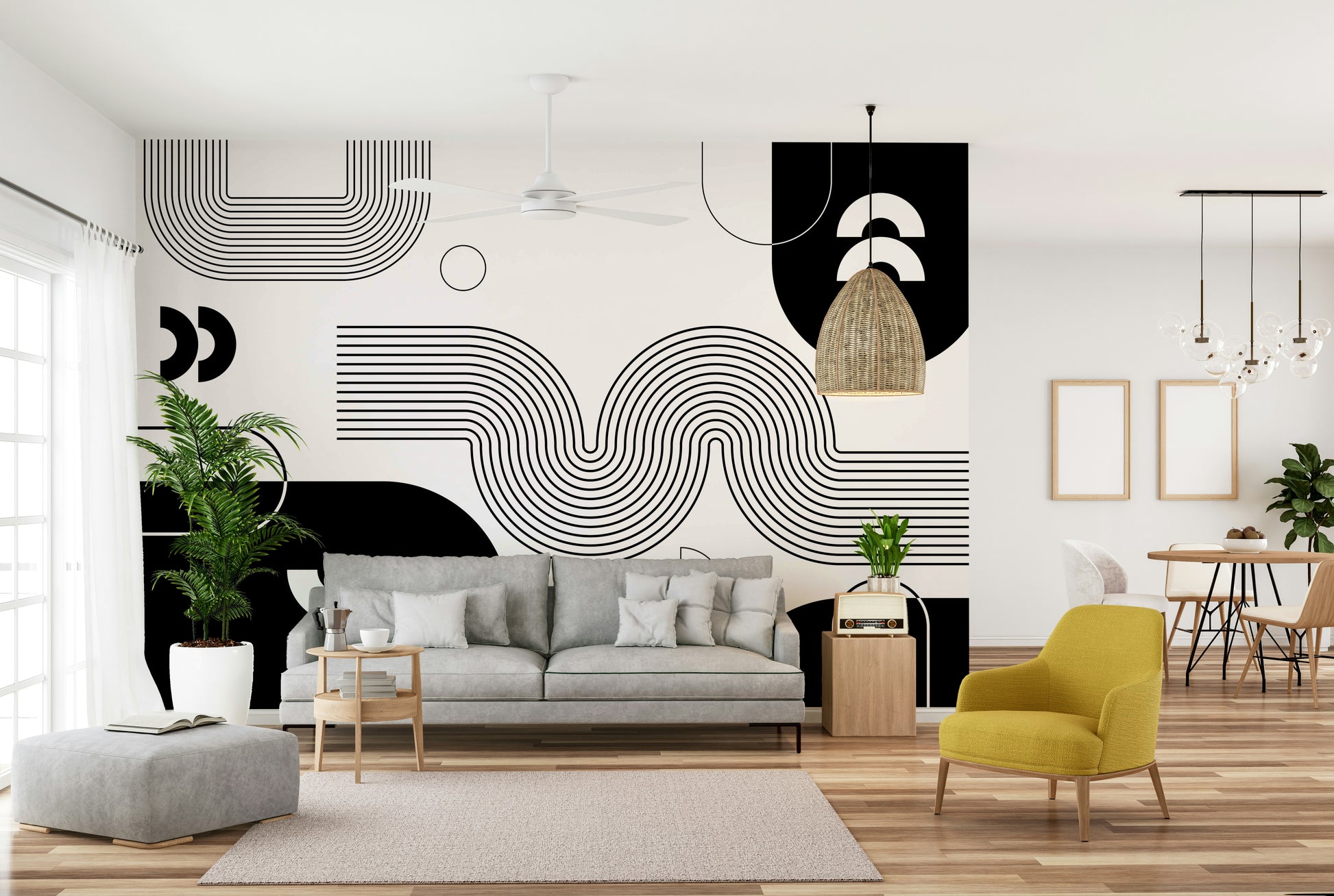 Bold Minimalist Flow Accent Wall Mural

