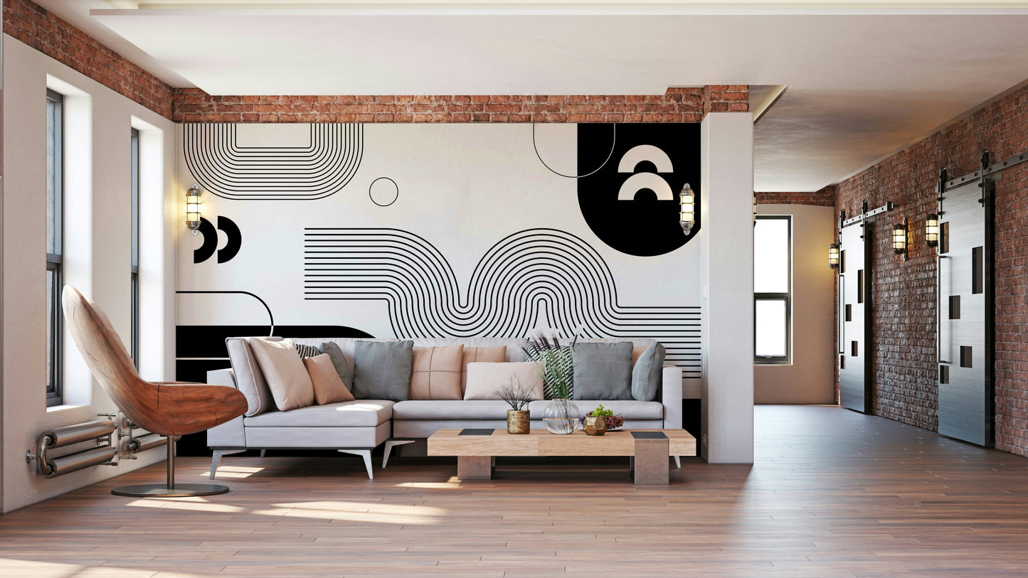 Soft curves Bold Minimalist Flow Mural

