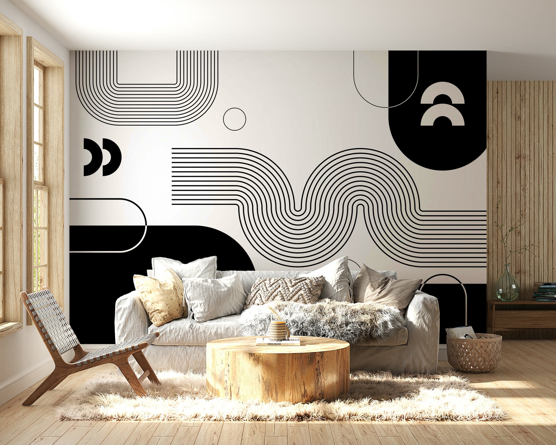 Monochrome Bold Minimalist Flow Wallpaper

