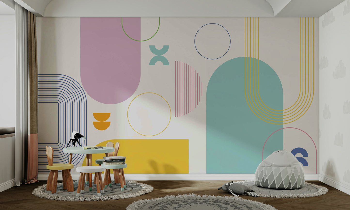 Bold Minimalist Geometric Wall Mural

