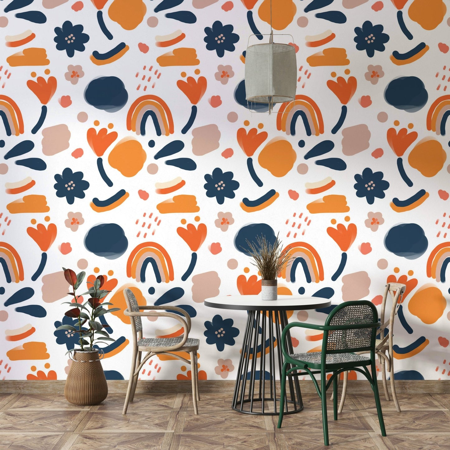 Eye-catching floral pattern wallpaper for bold interiors.

